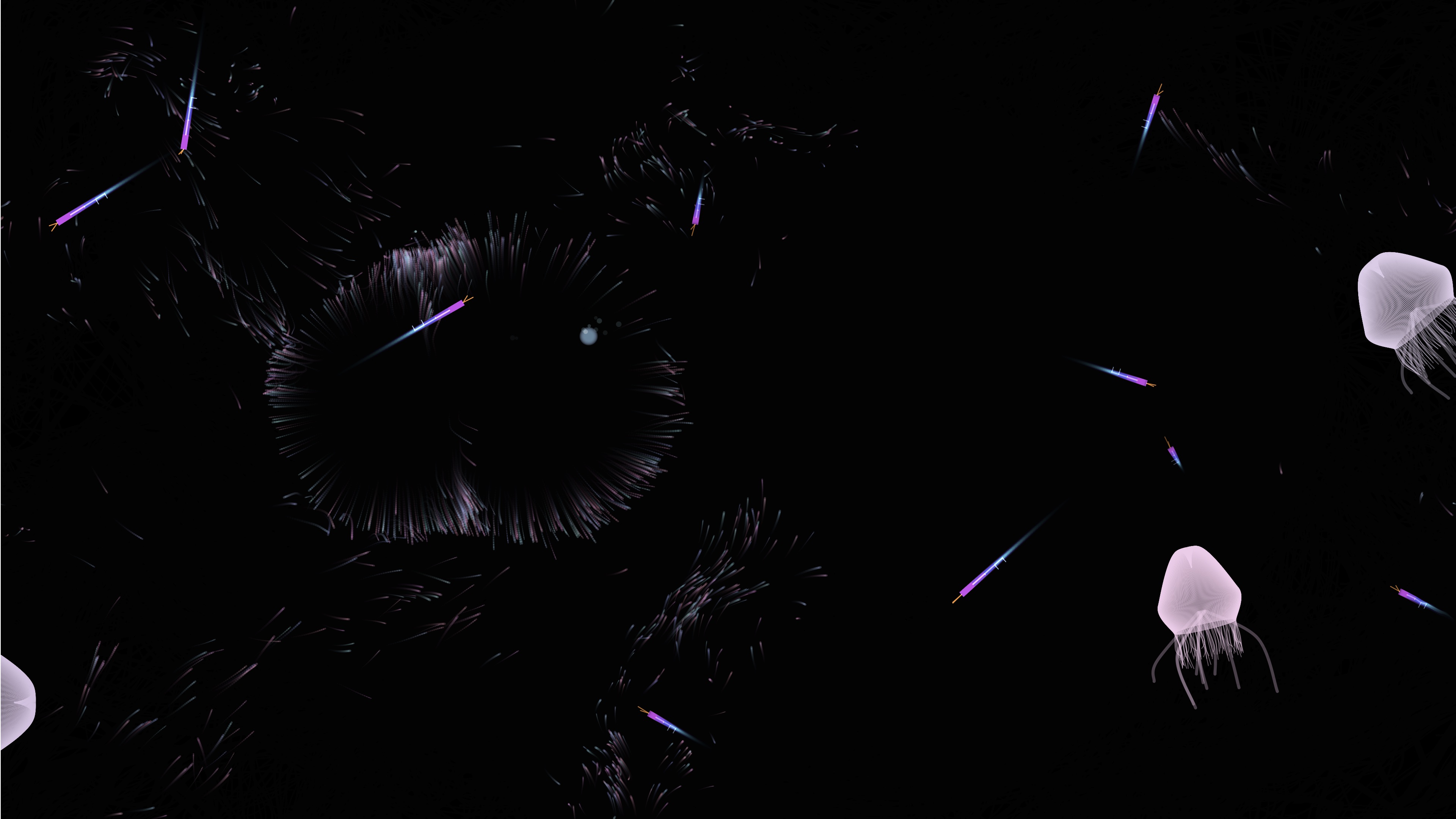 Shrimp Boids swimming in formation