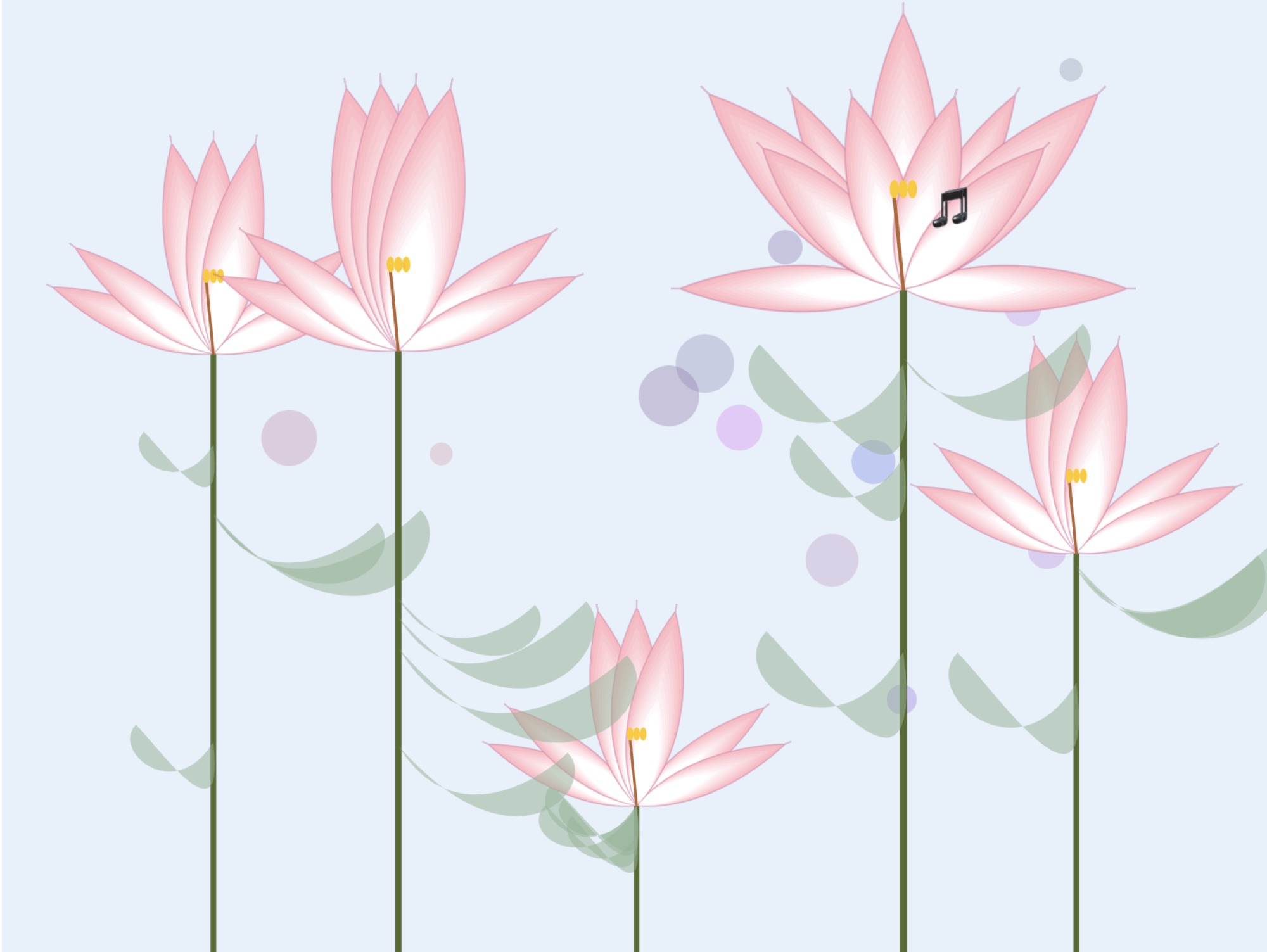 The Harmonious Bloom - pink digital lilies in full bloom on a pale blue canvas