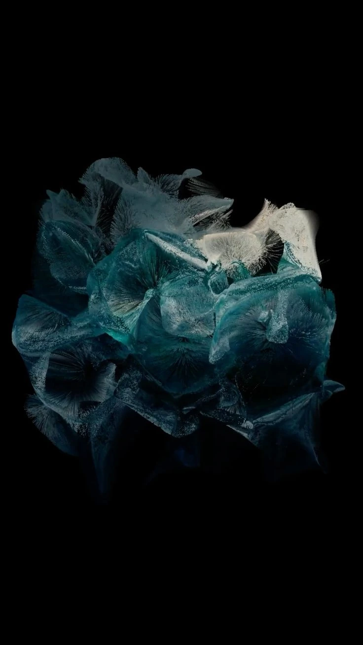 Folded dark cyan point membranes with a few white highlights