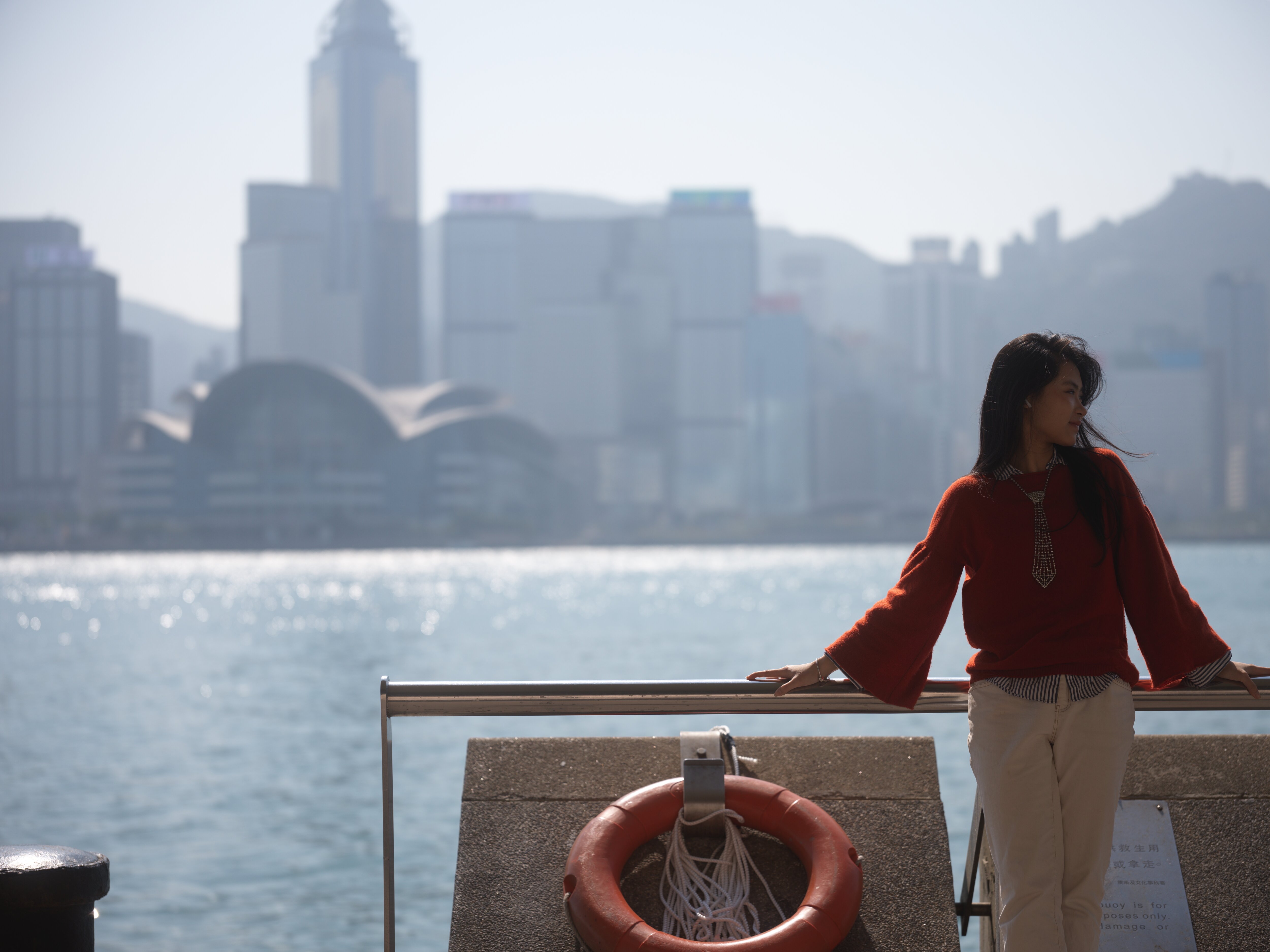 Red against the harbour skyline, Tsim Sha Tsui, Hong Kong, 2025