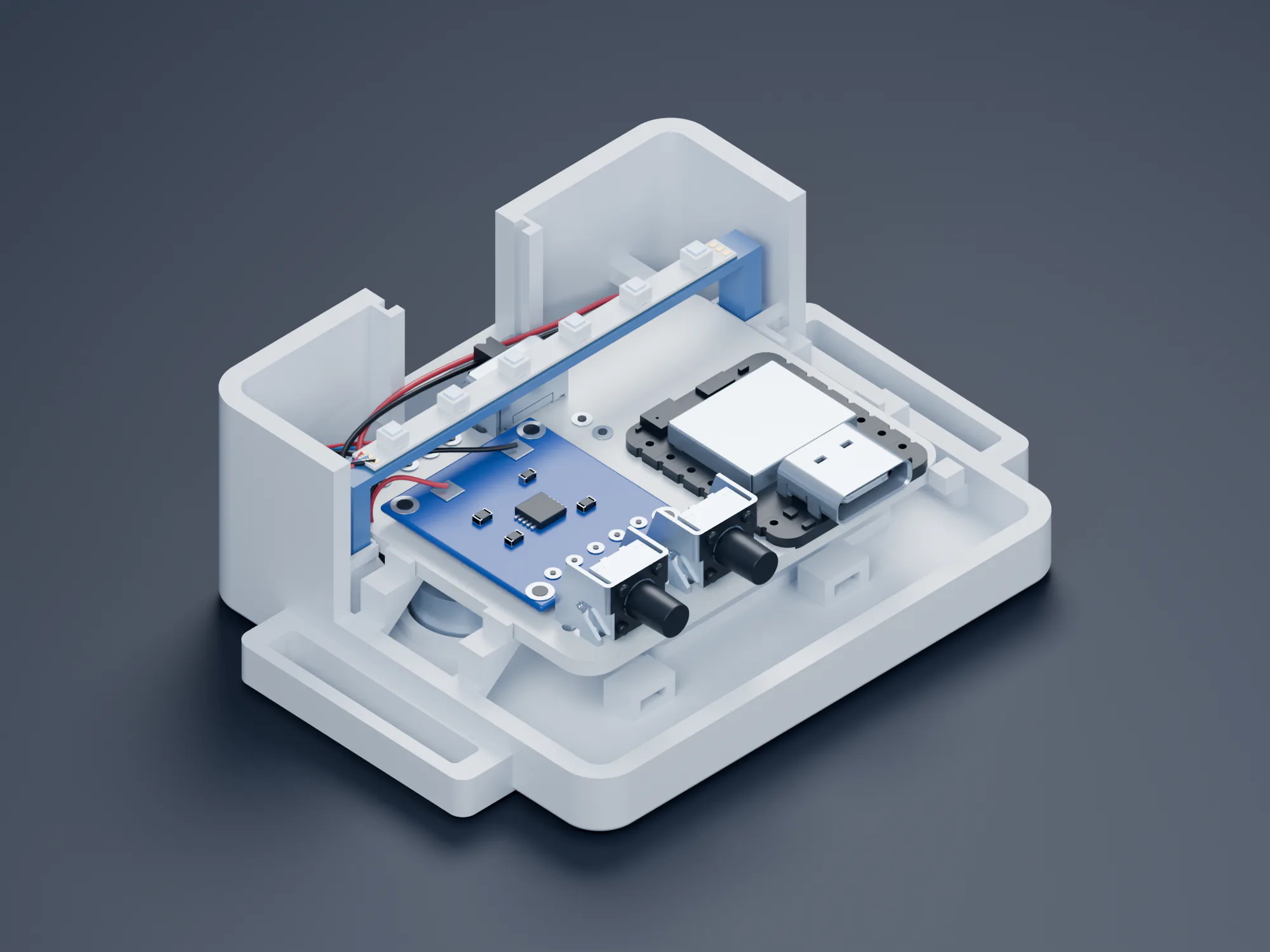 Fermata electronics reconstruction including carrier, controller, driver, lights, actuator and battery