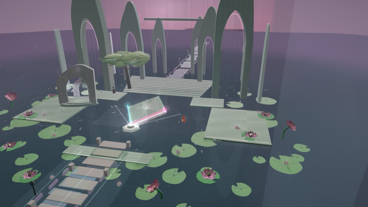 Lit render of the lotus court