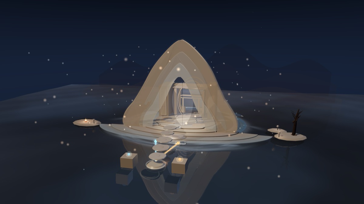 May build: chapter one as an arch island floating in a flat night void